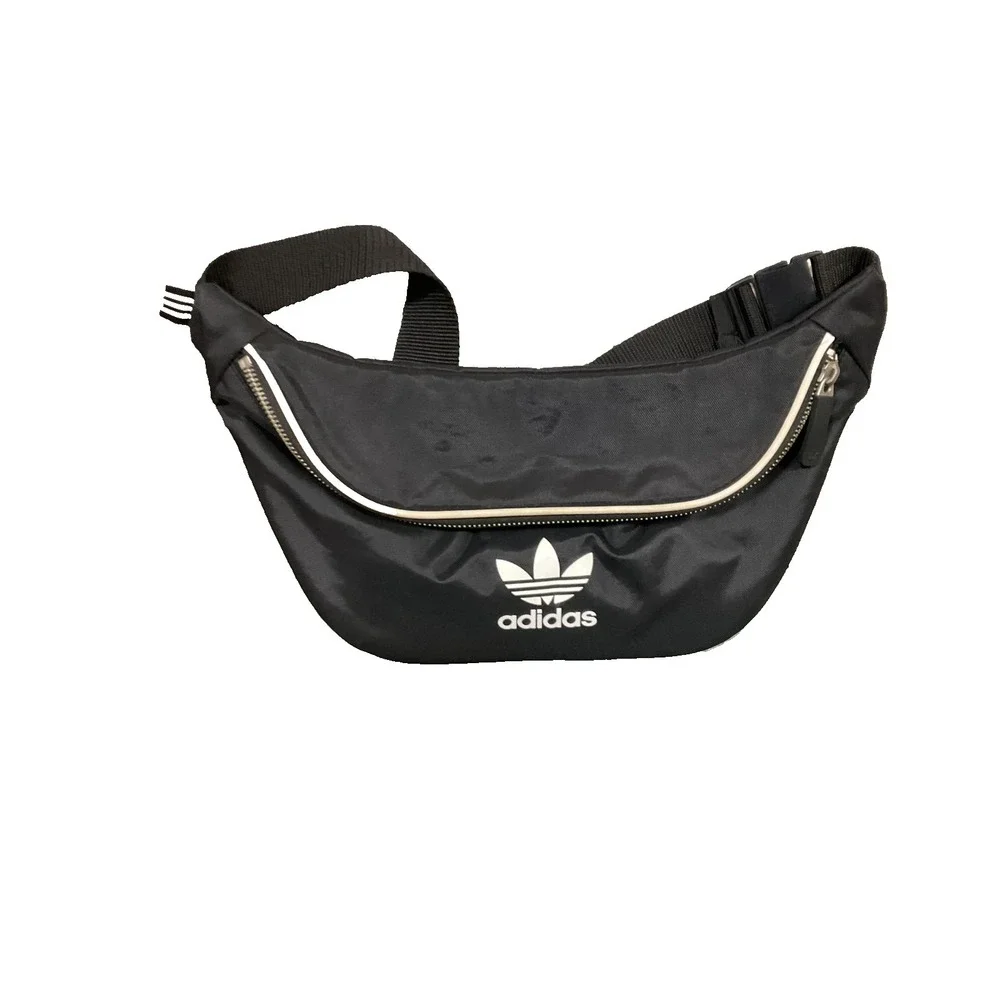 EUC Adidas Black Trefoil Logo Fanny Pack Sling Waist Bag
